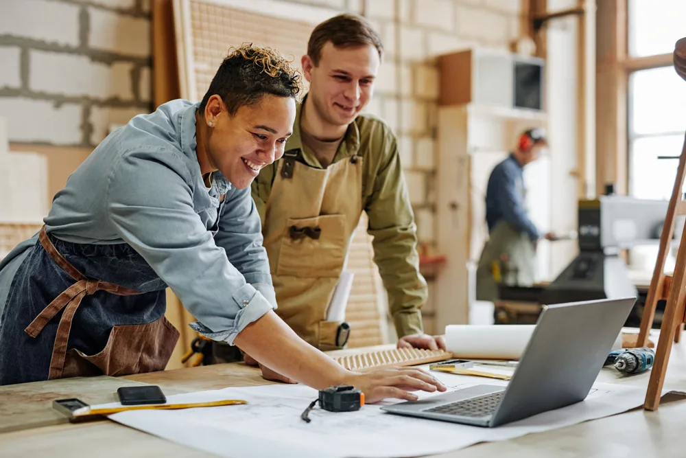 Small business owner using laptop
