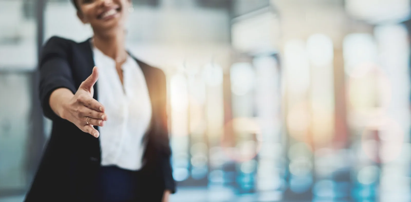 Business woman hand shake